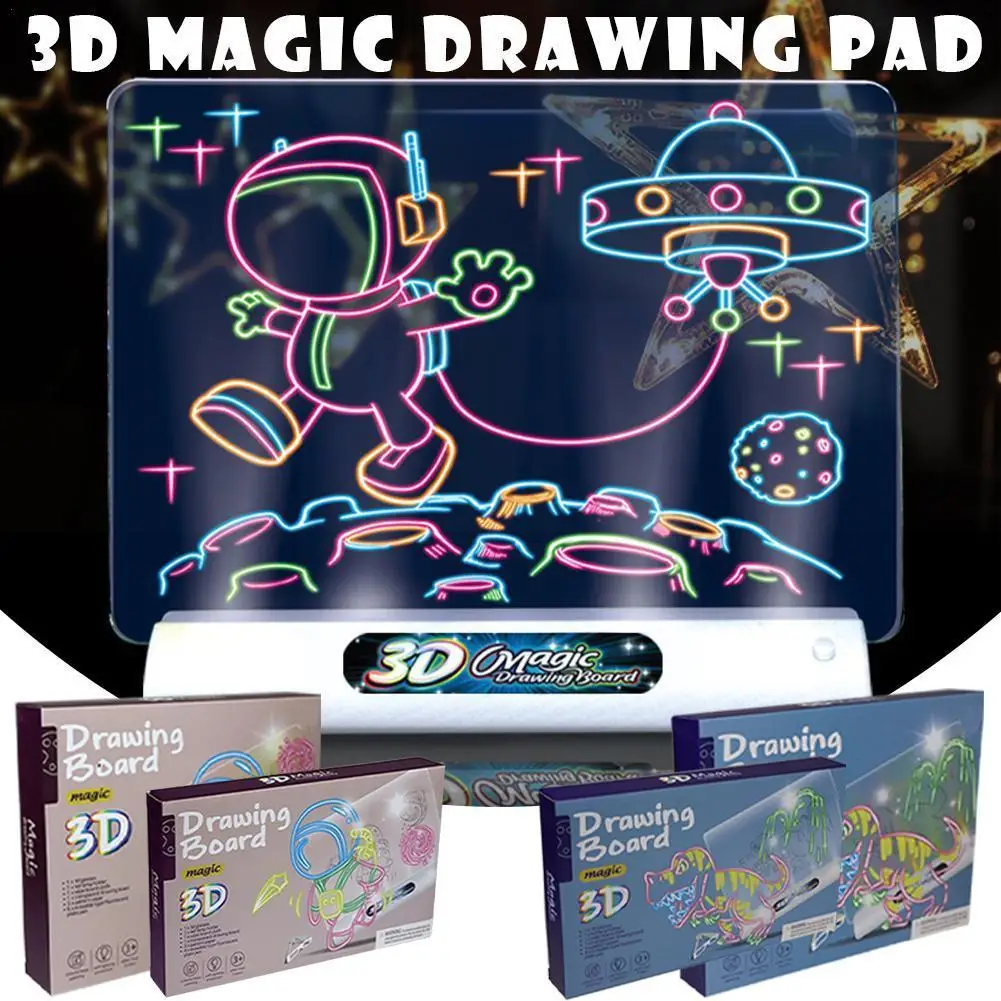 

Доска для рисования Монтессори, пазл со светодиодными световыми эффектами, волшебный коврик для рисования, образовательная Рождественская доска для рисования, игрушечная ручка, подарок 3D Pai G8P5