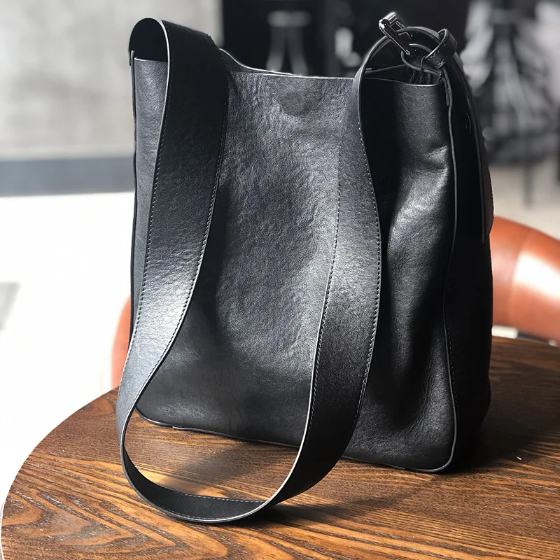

Vintage Genuine Leather Crossbody Bags Women Shoulder Bags Designer Large Capacity Retro Bucket Bag For Ladies Big Shoulder Bags