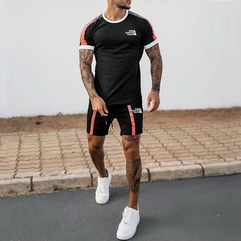 Short sleeve suit T-shirt men's summer thin basketball casual sports short-sleeved shorts men's suit