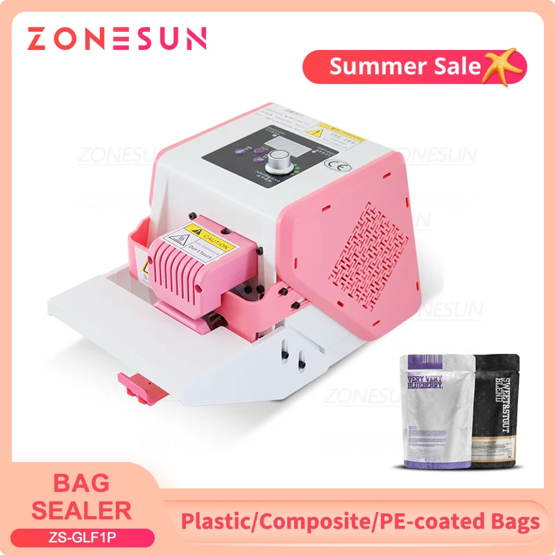 

ZONESUN Portable Bag Sealer Roller Sealing Machine Aluminum Foil Composite Plastic Film PE Coated Paper Food Packaging ZS-GLF1P