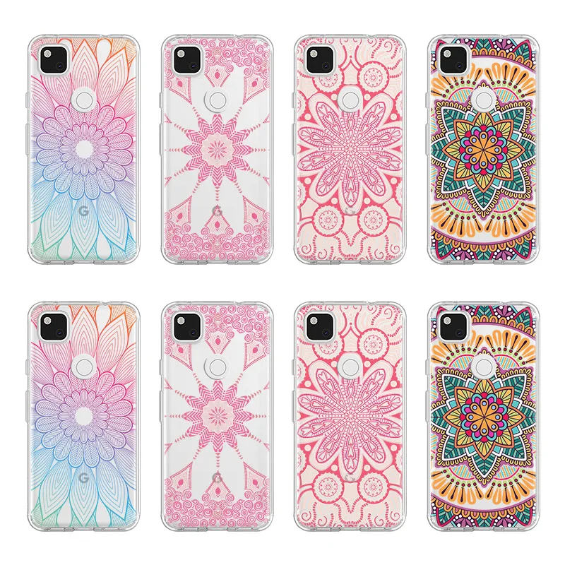 

Mandala Flower Phone Case for Google Pixel 6 Pro 3a XL 4 4a 5G 3 3XL 4 XL 5 5a 5G Transparent Soft TPU Back Shell Cover Fundas