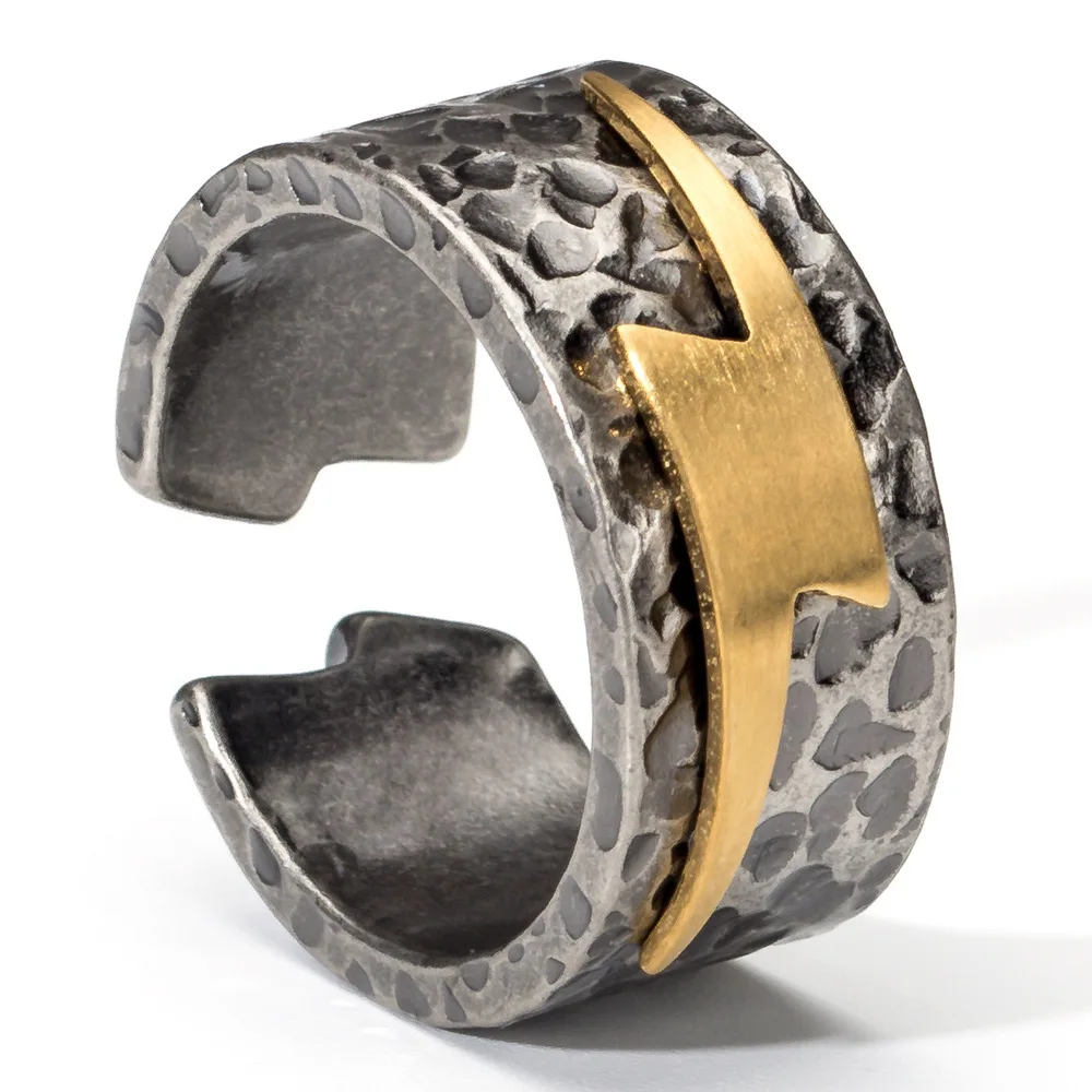 

Titanium Steel Ring Personality Lightning Men And Women Titanium Steel Ring Retro Pattern Couple Ring Fashion Jewelry