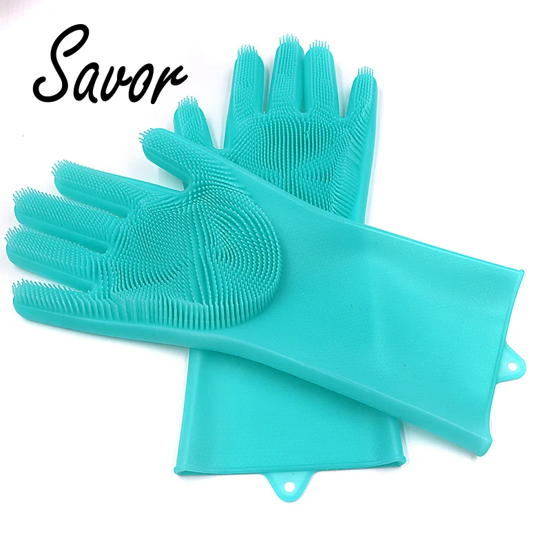 Magic Silicone Gloves Cleaning Dishwashing Scrubber Dish Washing Sponge Rubber Silicone Gloves For Kitchen Cleaning Tools Home