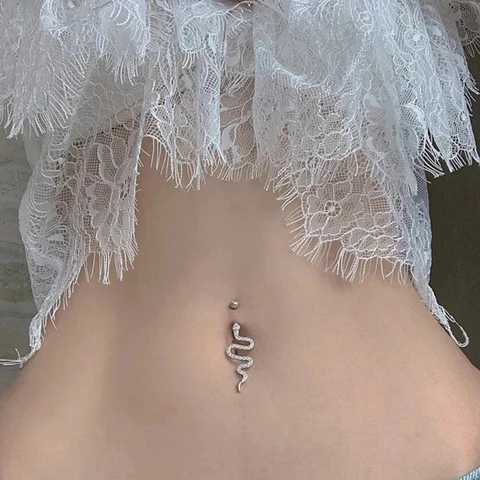 Модные Змеиный живот кольца на пуговицах подвеска-кристалл кольцо в пупок для женщин девушек Пирсинг живота ювелирные изделия для тела D0LC