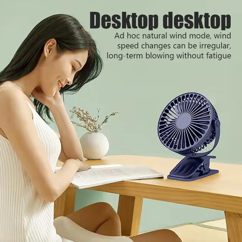 

Mini Portable Clip Fan USB Rechargeable Desktop Electric Cooling Fan Home Office Small Mute Table Handheld Cooler Outdoor Travel