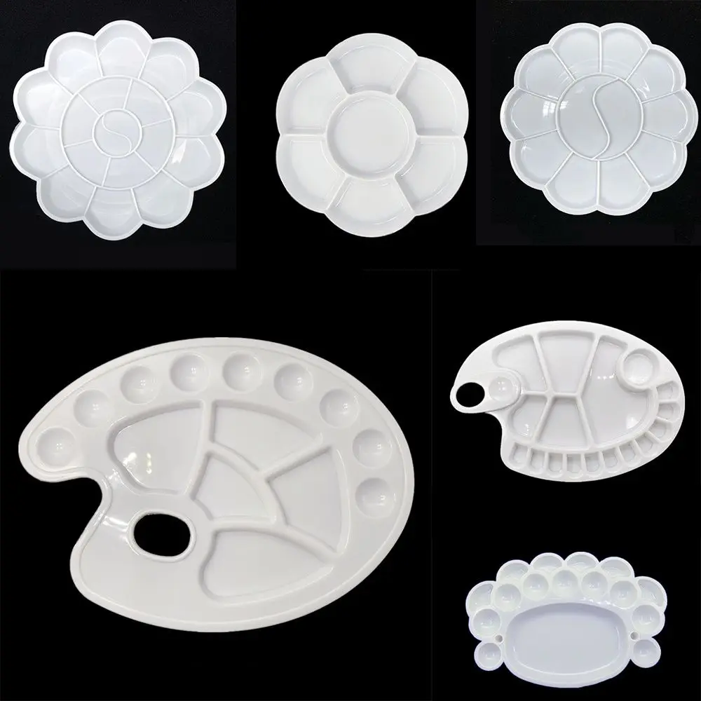 

White Supply Alternatives Paint Pigment Tray Round Palette Watercolor Art Paint Tray Plastic Palette