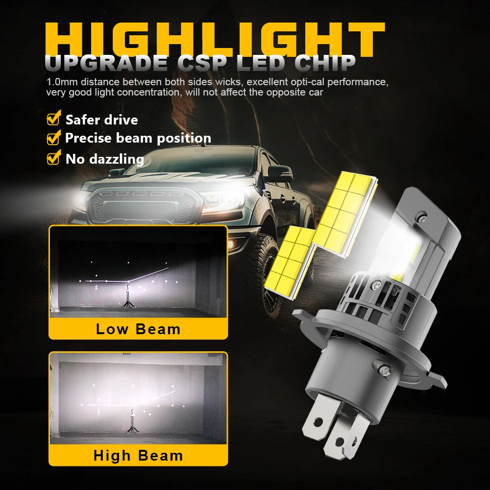 BMTxms 2 шт. 9003 лм H4 лампы для фар головного света Canbus 1:1 дизайн 6000 HB2