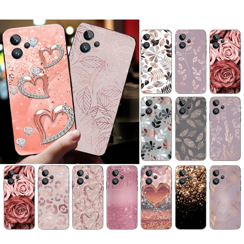 

Phone Case for OPPO Realme GT 2 Pro X2 Pro XT C25S 9 8 7 6 Pro 6i GT Master C3 C21 C21Y C11 X3 SuperZoom Rose Gold Diamond Heart