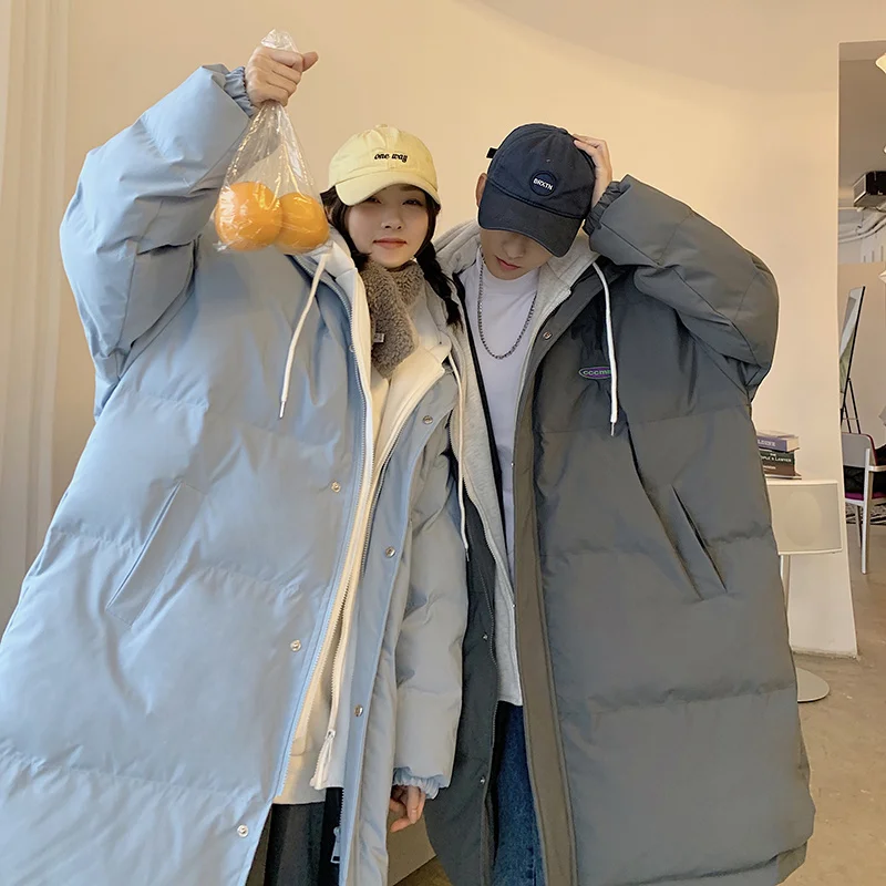 Winter Jacket Men Warm Fashion Oversized Long Down Jacket Men Korean Loose Thick Hooded Long Coat Mens Parker Overcoat -2XL