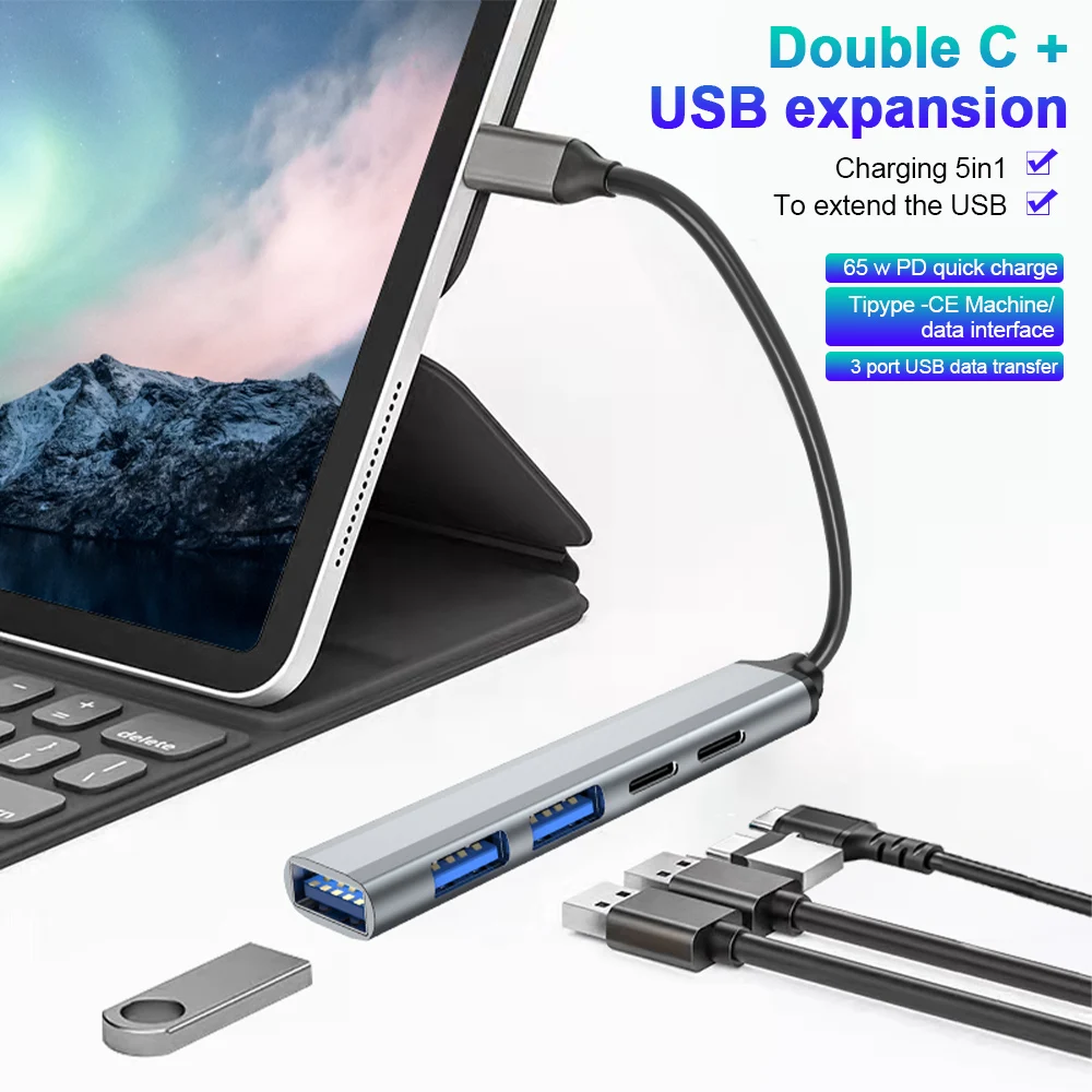 USB C HUB 3.0 Type 3.1 3/4 Port Multi Splitter Adapter OTG для MacBook Pro 13 15 Air Mi для HUAWEI PC Accessories.