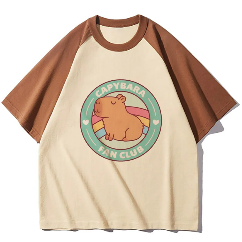 Capybara t-shirt female Punk Pastel Comfortable Pop Culture 2000s Retro t shirt Trendy Colorful streetwear hip hop