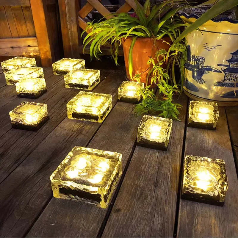 

LED Solar Light Ice Brick Light Floor Tile Square Buried Light Garden Light Colorful Glass Buried Light.