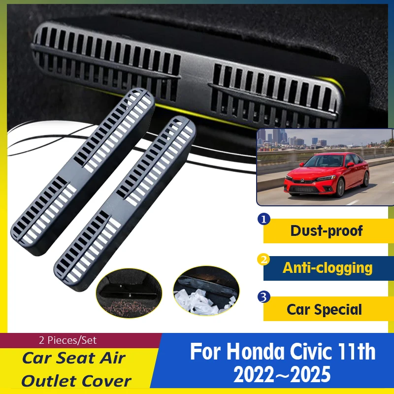 

Крышка автомобильного воздуховыпускного отверстия Подходит для Honda Civic 11 поколения 2022 2023 2024 2025 ABS под сиденьем кондиционер молдинги на вентиляционные отверстия автомобильные аксессуары