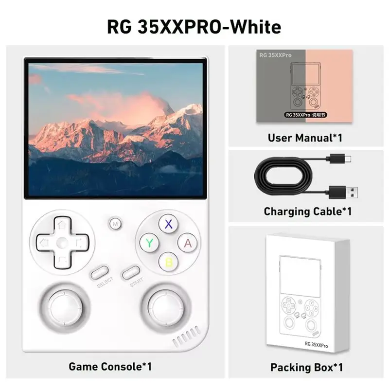 Фото Портативная игровая консоль ABKN-5G с Wi-Fi, 3,5-дюймовым IPS-экраном, системой Linux, встроенной TF-картой на 64 ГБ и 5000 играми, белая №5