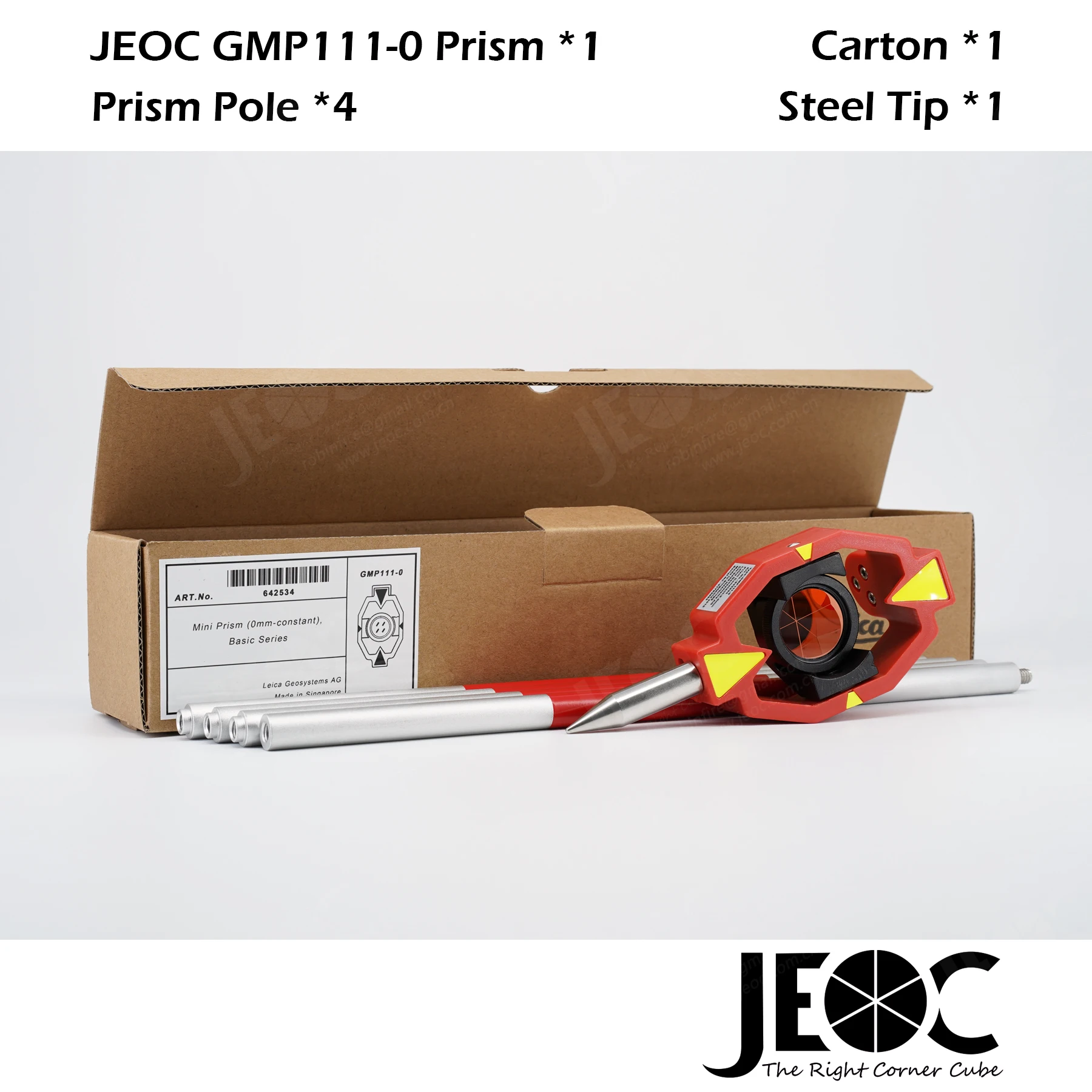 

JEOC Mini Prism Reflector GMP111-0 with 4 Rods, Surveying Peanut For Leica Total Station Accessories Topography Survey