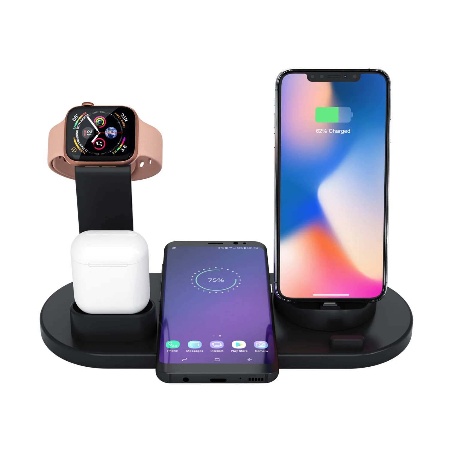 multi charging station stand organizer fast smart mobile phone dock stand qi 3in1 wireless charger enlarge