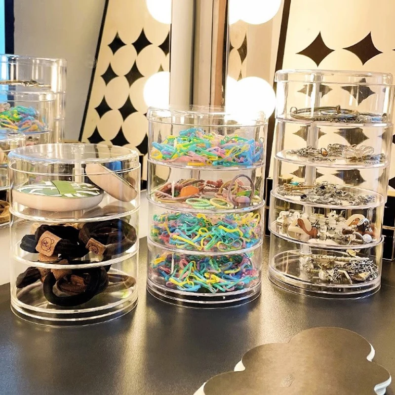 Прозрачная вращающаяся Пылезащитная шкатулка для ювелирных изделий