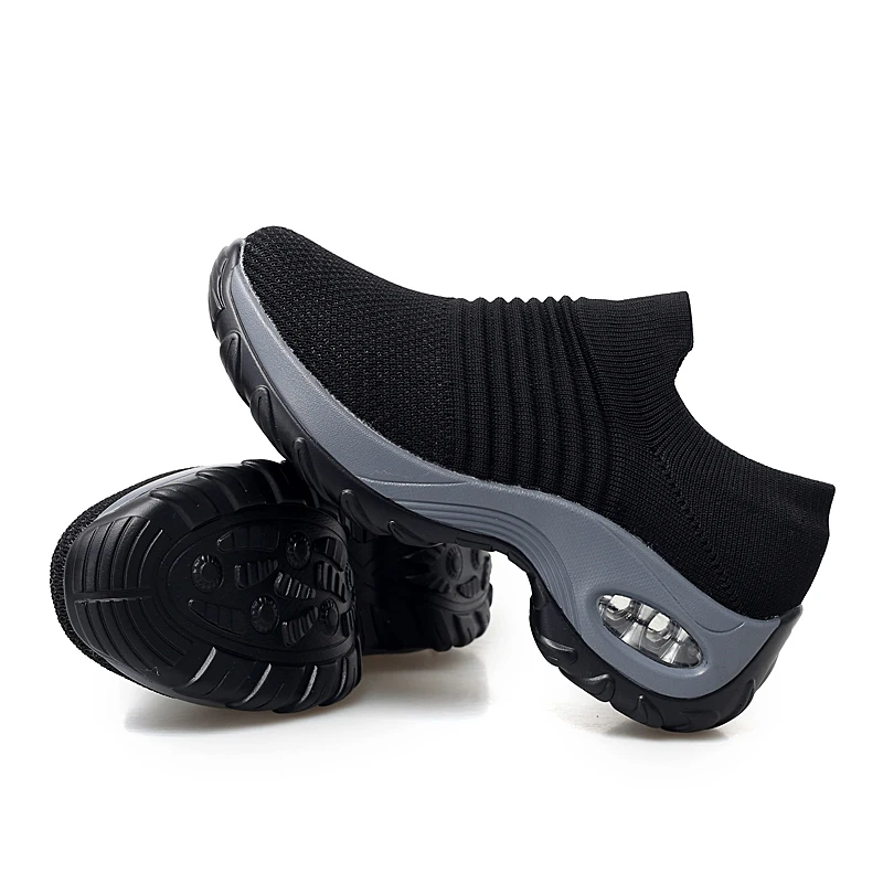Women Sneakers Shoes Spring Flat Slip on Platform Sneakers for Women Black Breathable Mesh Sock Sneakers Shoes Flat Shoes Women