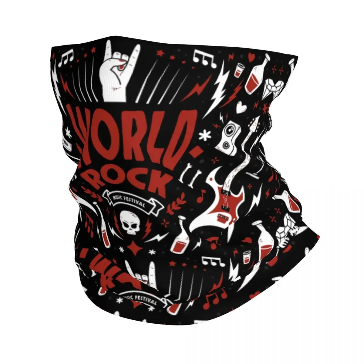

World Rock Bandana Winter Neck Warmer Women Windproof Wrap Face Scarf for Hiking Heavy Metal Music Skull Gaiter Headband