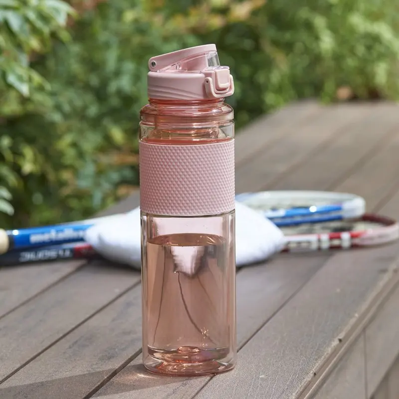 

fl oz Blush Pink Solid Print Plastic Water Bottle with Wide Mouth Lid