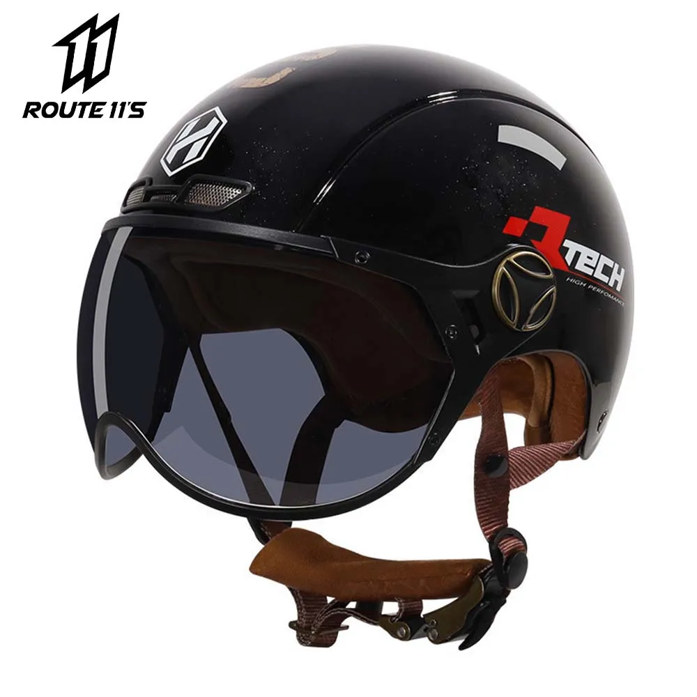 Helmet Motorcycle Accessories for Women Men Capacete De Moto Open Half Face Black Lens Motorbike Scooter Helmet Japanese-style enlarge