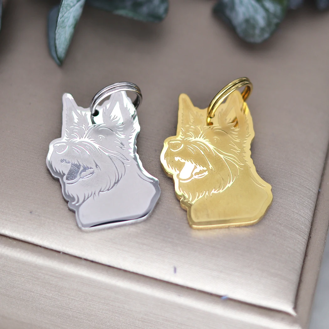 Персонализированный шотландский терьер брелок из нержавеющей стали с именной