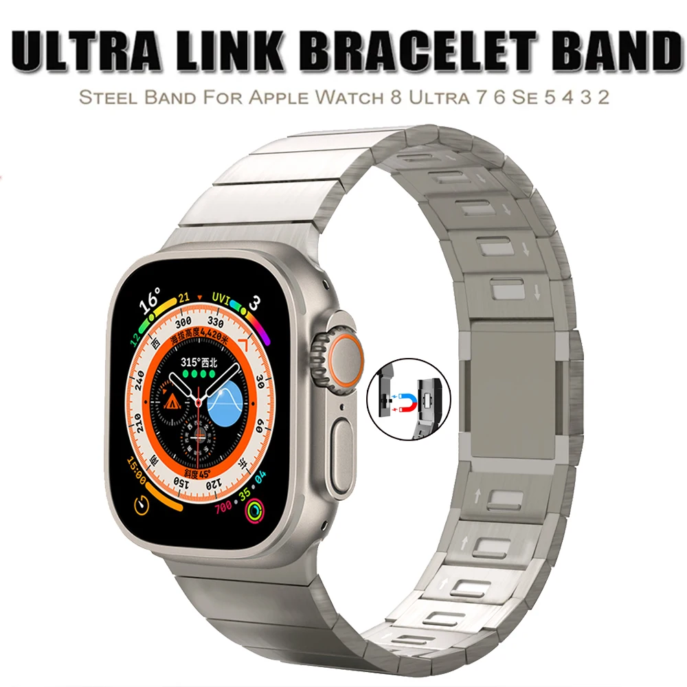 

Stainless Steel Magnetic Link Bracelet Band for Apple Watch Ultra 8 7 6 SE 5 4 3 iwatch Series Strap 42mm 44mm 45mm Ultra 49mm