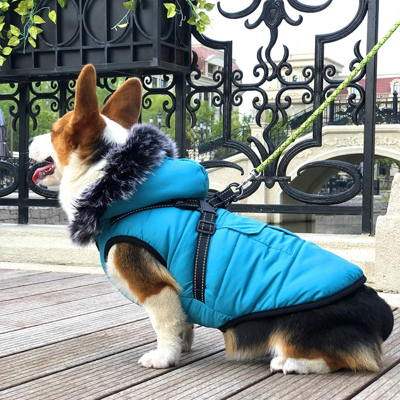 

ZOOBERS Pet Dog Jacket With Harness Winter Warm Dog Clothes For Medium Dog Bulldog Waterproof Big Dog Coat Jackets