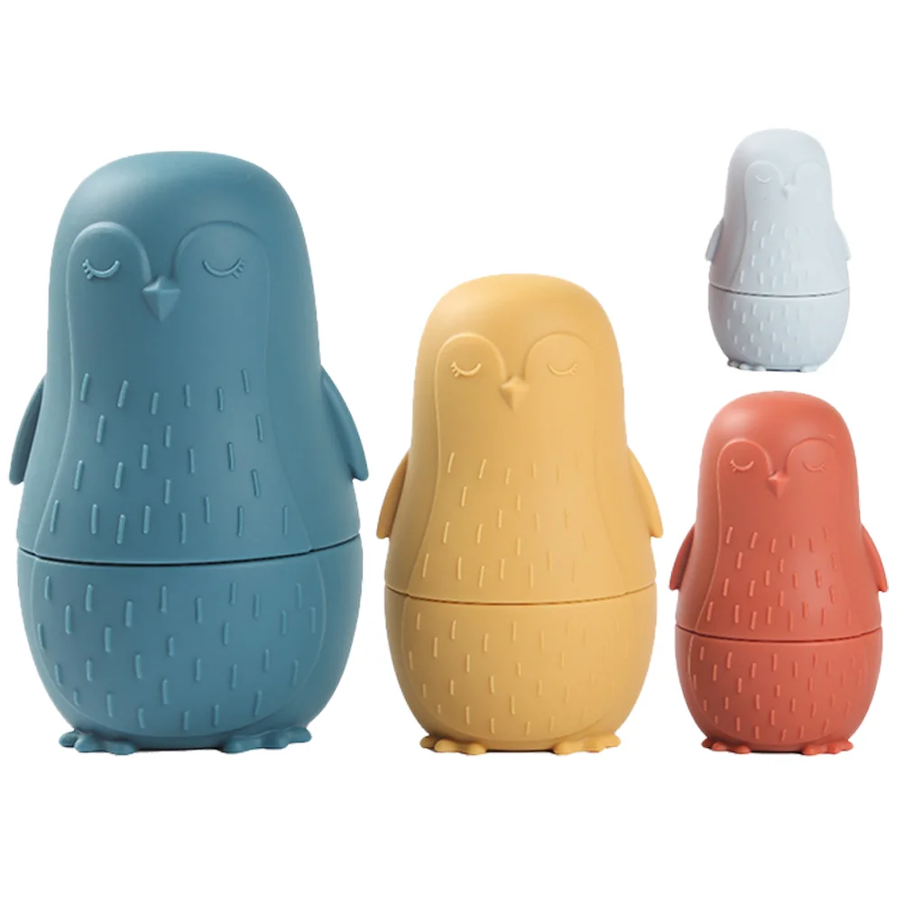 

Matryoshka Silicone Cartoon Dolls Handmade Penguin 4 Layers Lovely Russian Nesting