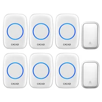 CACAZI Self-powered Wireless Doorbell with No Battery 60 Chimes 0-110DB US EU UK Plug 2 Buttons 6 Receivers Home Door Ring Bell