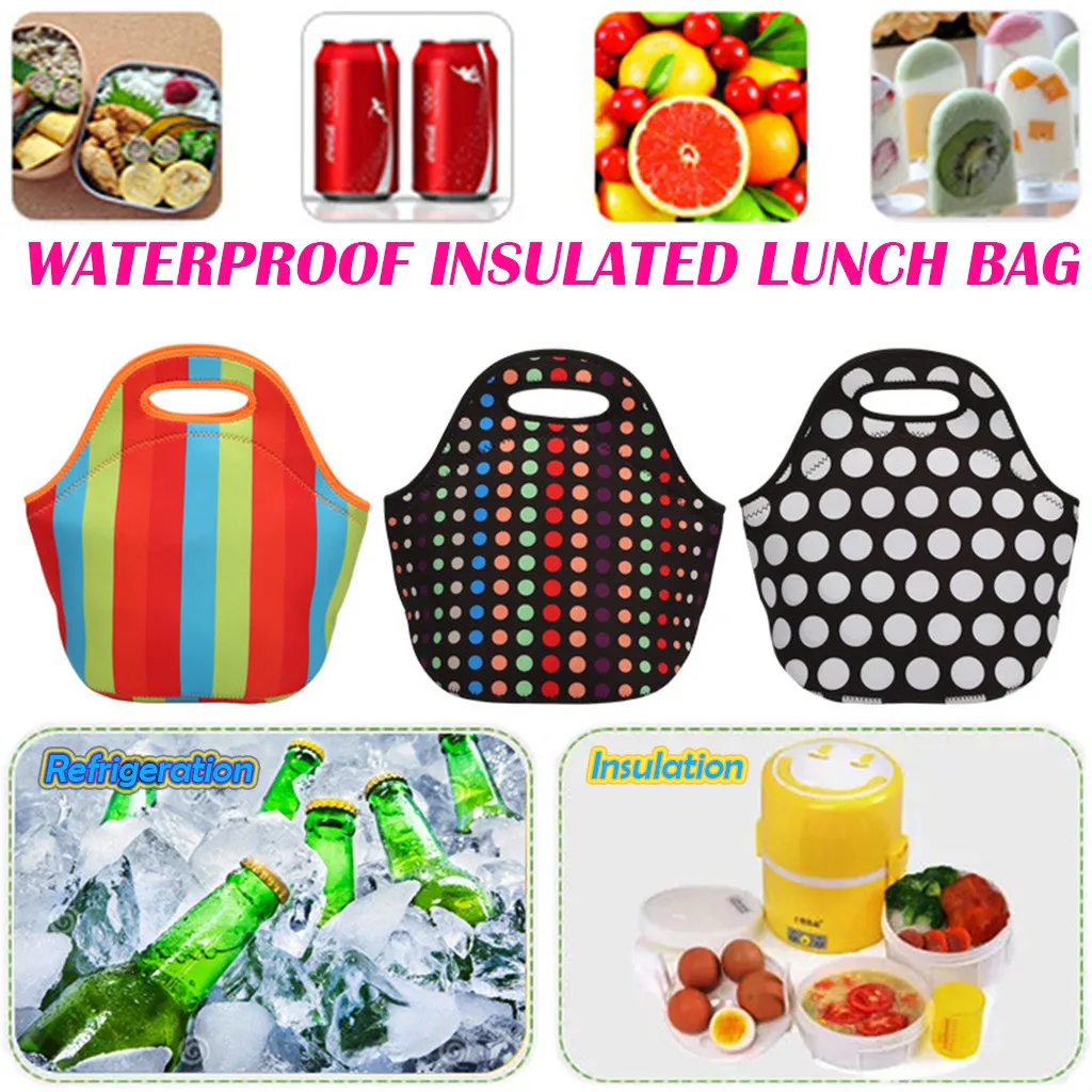 

Neoprene Portable Lunch Bag Thermal Insulated Bento Box Tote Cooler Pouch Dinner Container Picnic Kid School Food Storage Bags