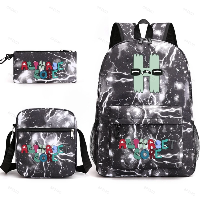 Anime Alphabey Lore Print Backpack for Boys Girls Student School Bag Multifunctional Causal Large Capacity Rucksack Kid Gift
