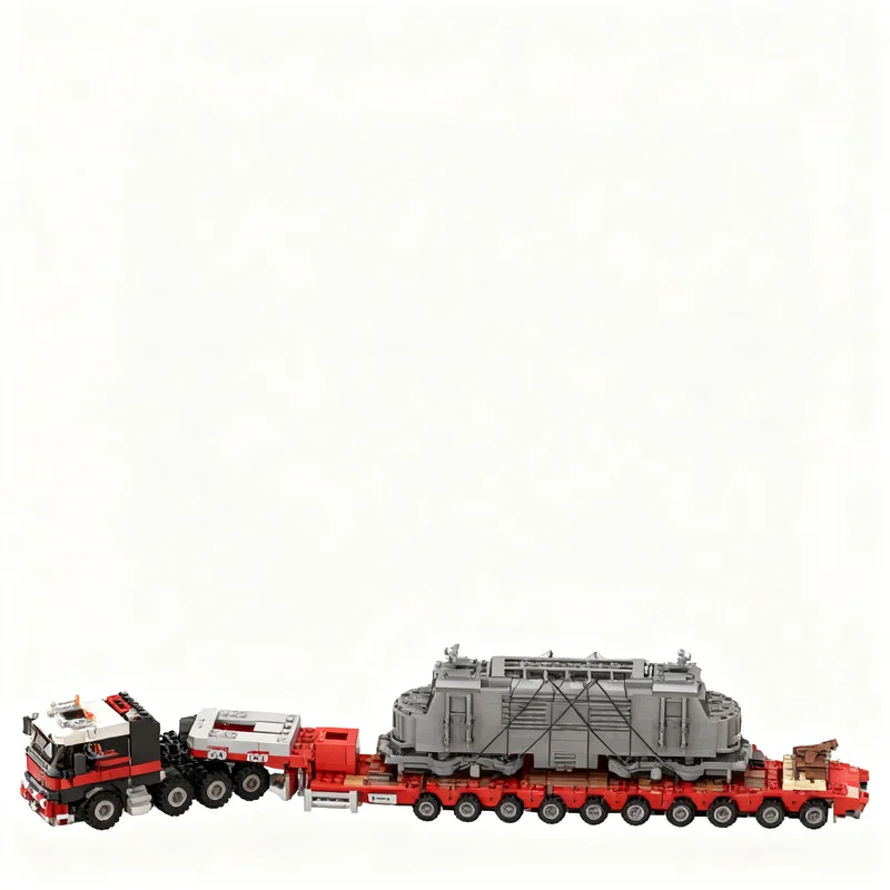 2394 детали MOC 8x4 Полуприцеп-тягач 10-осный STZ с выдвижной низкорамной платформой, модель грузового транспорта, строительные блоки, игрушки, архитектурная модель, рождественский подарок (art.: 3920dcd3f554c) - 3920dcd3f554c