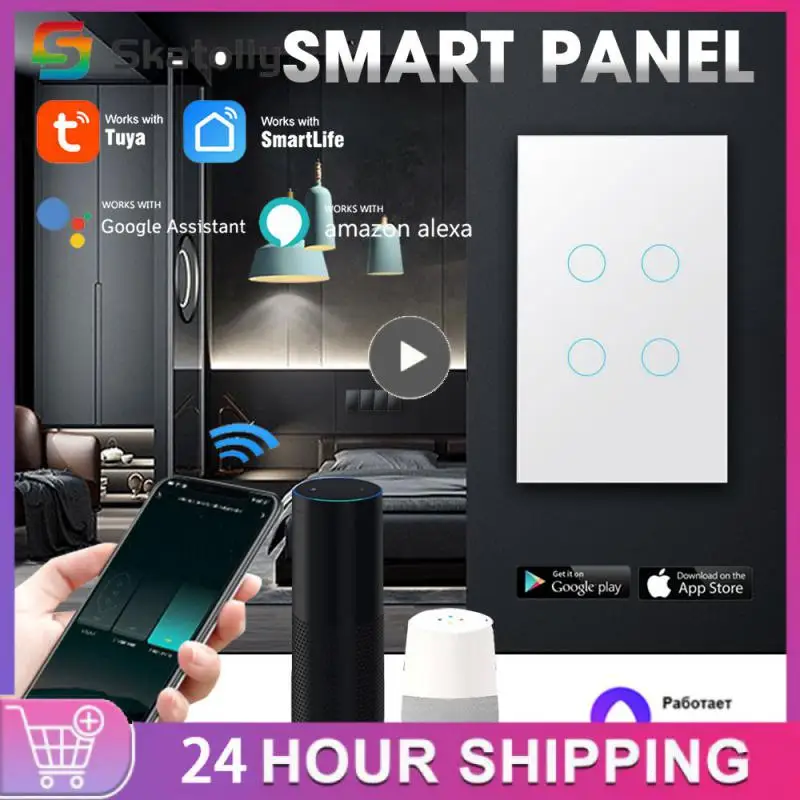

Remote Control Wall Panel 1/2/3/4gang Wif Smart Switch Smart Life Neutral Wire Switch For Alexa And Google Home Assistant