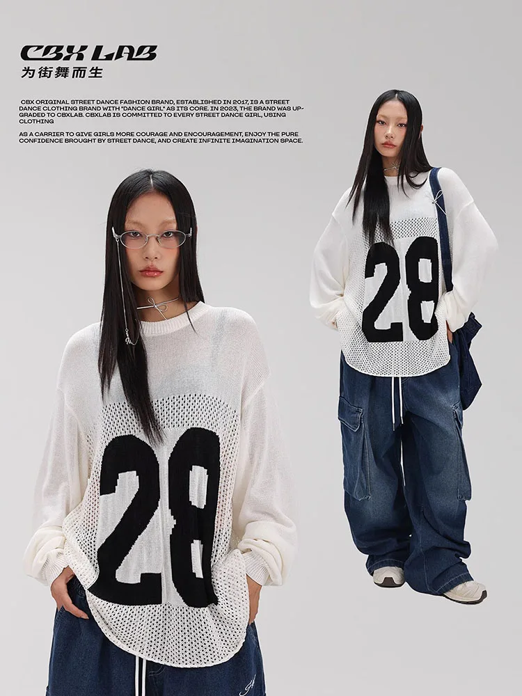 CBXLAB уличный танцевальный Женский Белый Американский вязаный свитер в стиле