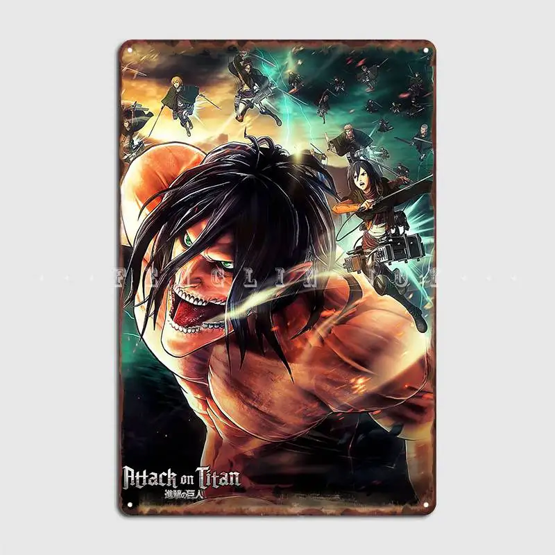 

Attack On Titan Metal Sign Cinema Living Room Pub Garage Customize Mural Painting Tin Sign Posters