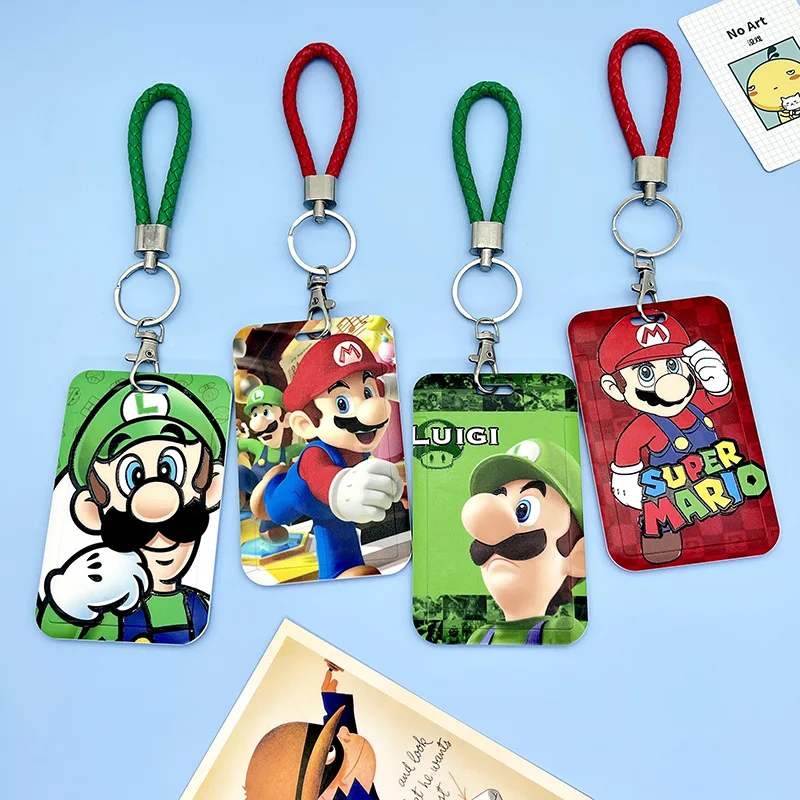 

Super Mario Bros Lanyard Card Set Anime Figures Mario Luigi Yoshi Bowser Mushroom Toad Cartoon Bus Card Set Kids Birthday Gifts