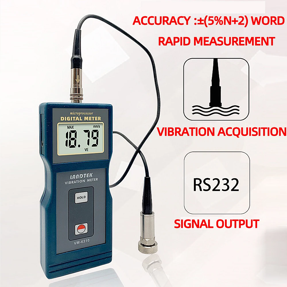 

VM-6310 Portable Vibrometer Mechanical Motor Speed 0.01mm/s~ 200mm /s High-Precision Digital Vibration Measuring Instrument