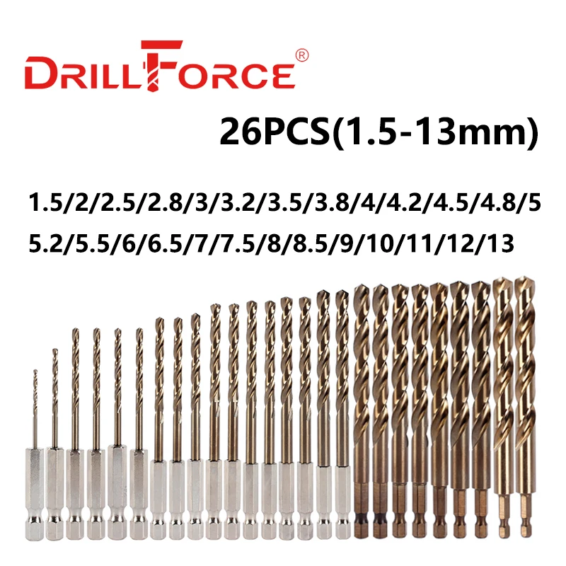 

DRILLFORCE Шестигранные сверла из кобальта HSSCO M35
