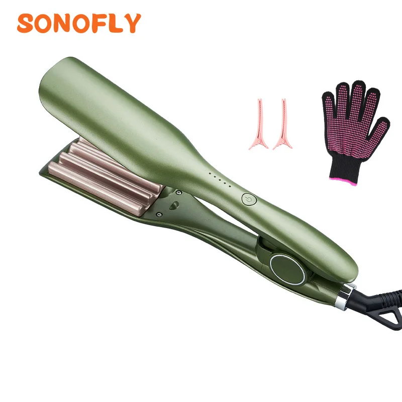 SONOFLY Negative Ion Corn Curling Iron Ceramics Electrical Hair Fluffy Corrugated Curler 5 Temperatures Styling Tools RZ-005