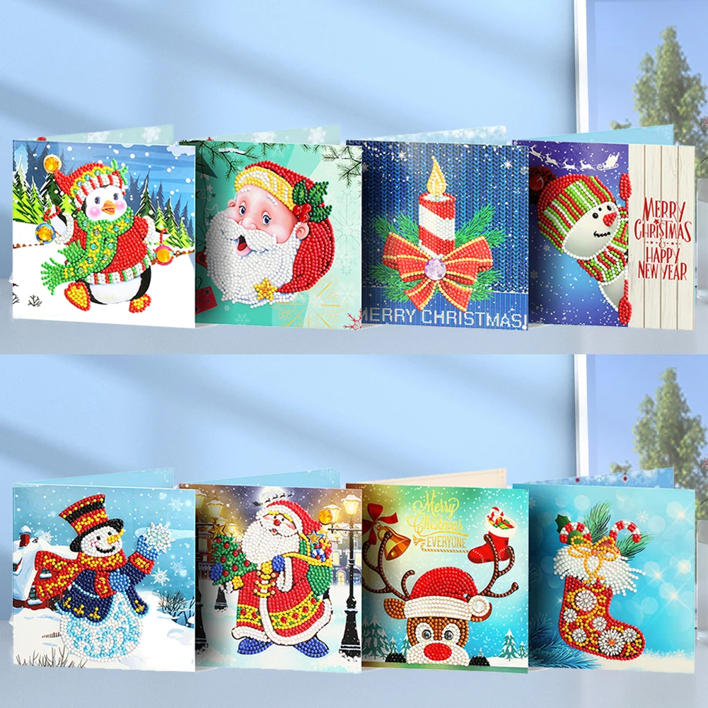 5D Набор Для Алмазной Живописи 8 Шт. Рождественская Поздравительная Открытка