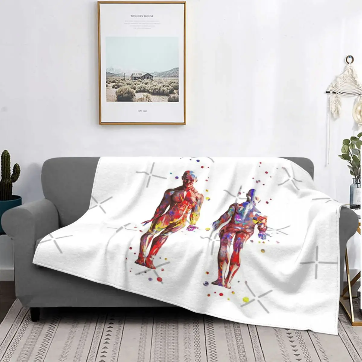 Sistema Muscular, manta de Anatomia de acuarela, colcha de cama a cuadros,...