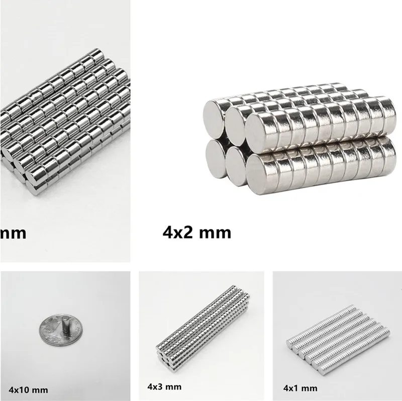 

100Pcs Mini Small N35 Round Magnet 4x1 4x1.5 4x2 4x3 4x10 mm Neodymium Magnet Permanent NdFeB Super Strong Powerful Magnets 4*2