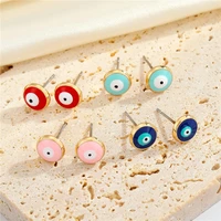 1pair turkish evil eye stud earrings for women fashion vintage personality cute mini small earrings bohemian party jewelry gifts