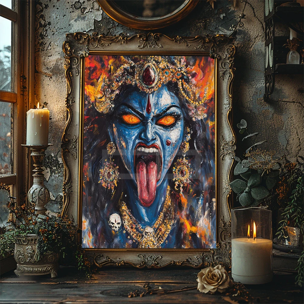 Индуистская богиня Кали Плакат Мата Медитирующие принты Холст Картина маслом