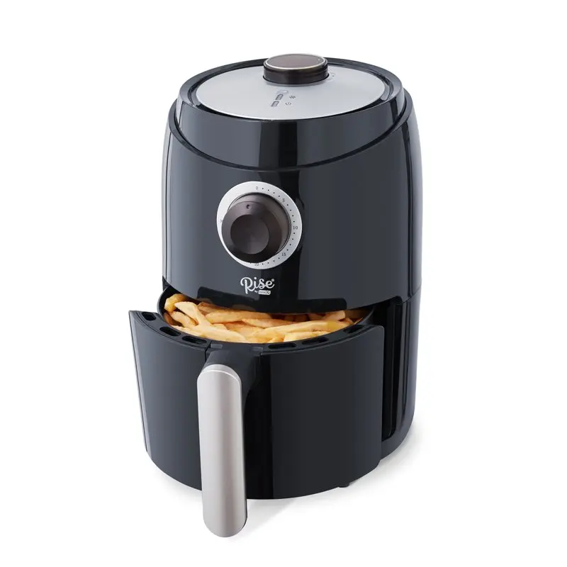 

NEW Compact Air Fryer Oven with Temp Control Non-Stick Basket Recipe + Auto Shut off 2 Quart - Black 2023