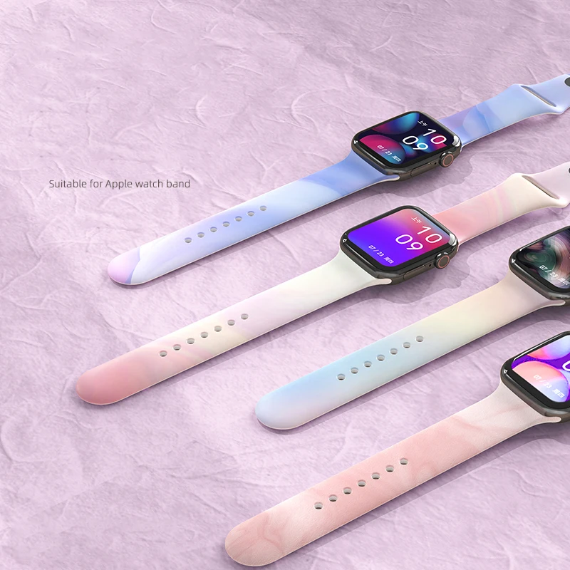 

Printed Strap for Apple watch band 49mm 44mm 40mm 45/41mm 42mm 38mm 44 mm silicone bracelet iWatch series 8 Ultra 7 6 3 se Strap