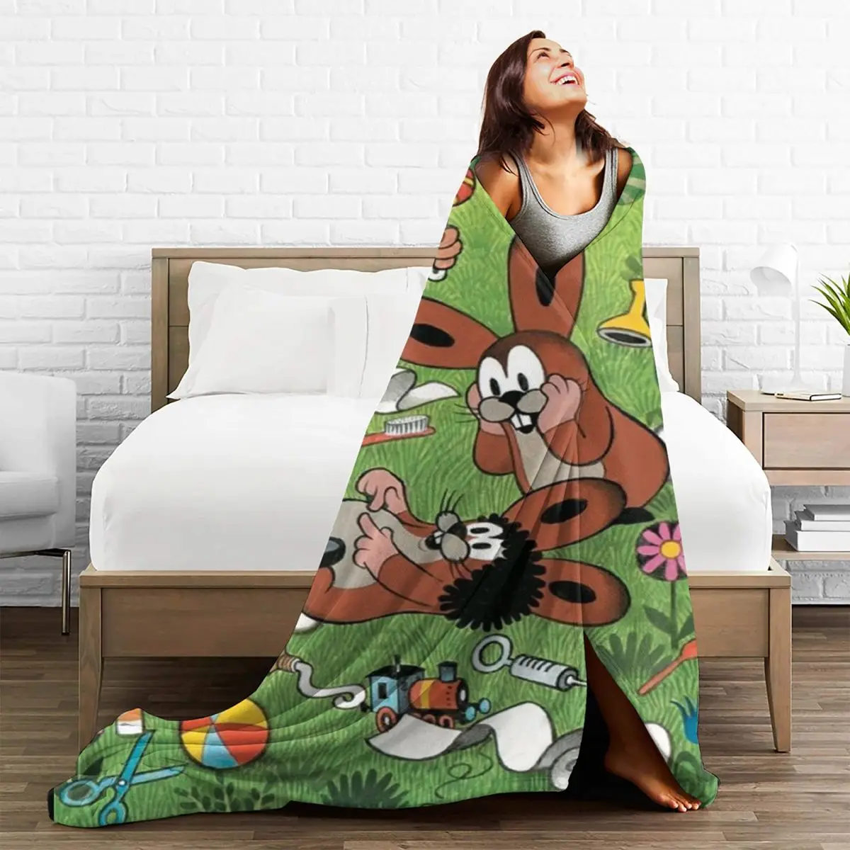 Одеяло с рисунком маленького крота Krtek плюшевое мягкое покрывало из кораллового