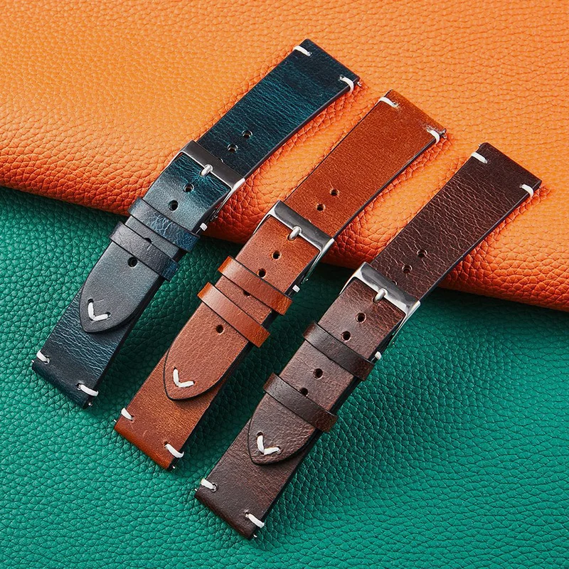 18mm 20mm 22mm Watch Strap Watch Band Retro oil wax leather Men Sports Loop Smart Watch Women Bracelet Belts
