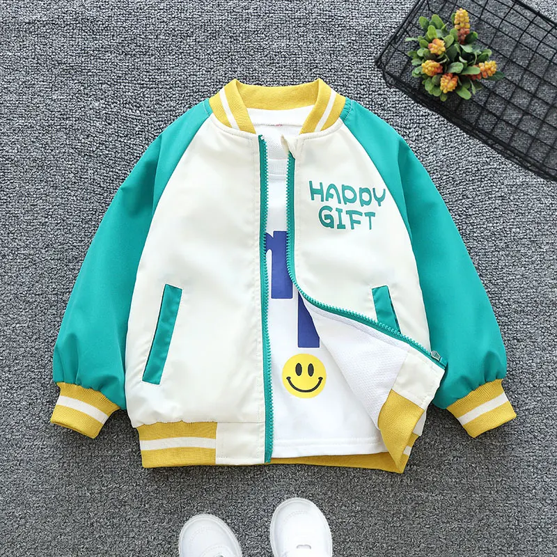 Весна-Осень 2024 пальто на молнии для мальчиков и детей с круглым вырезом карманами